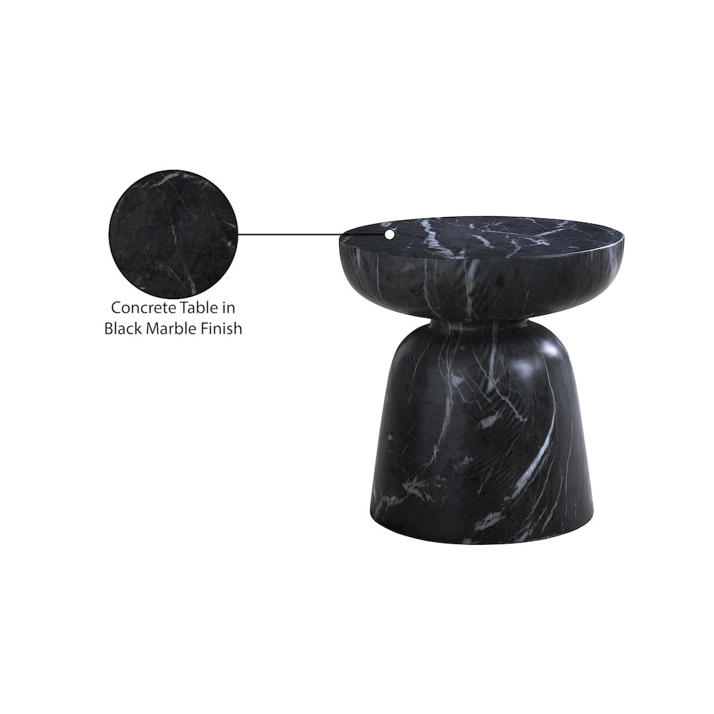 Avellino Black Marble Finish Concrete End Table. Picture 6
