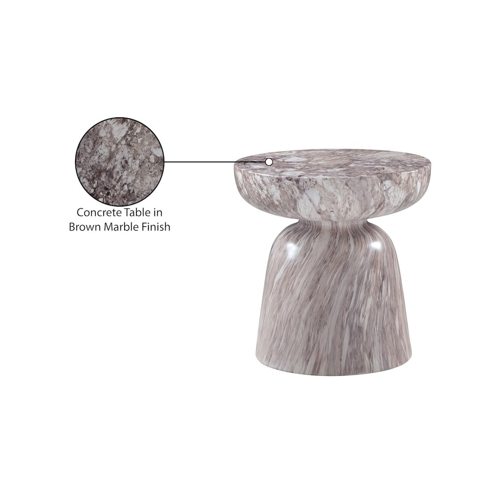 Avellino Brown Marble Finish Concrete End Table. Picture 6