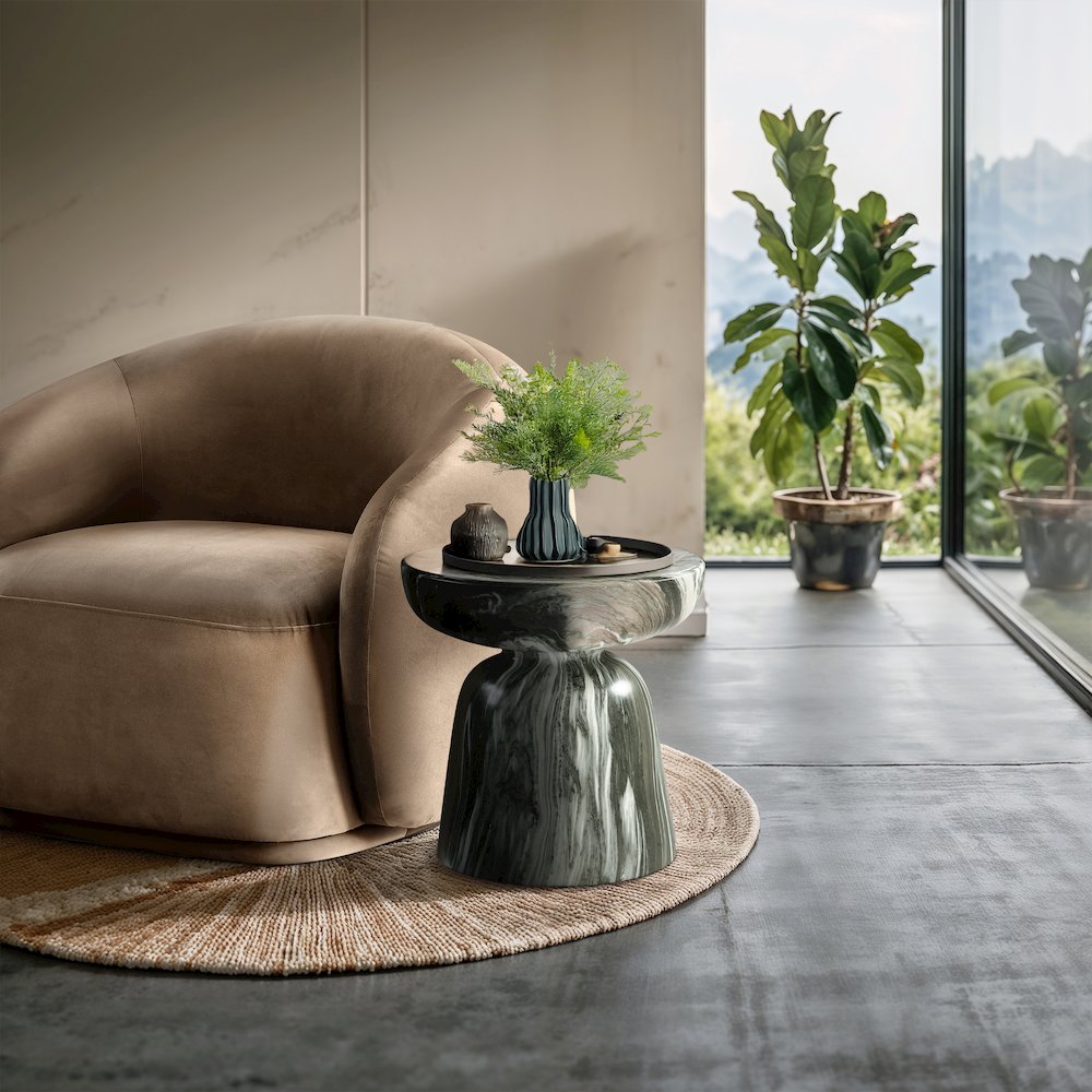 Avellino Green Marble Finish Concrete End Table. Picture 2