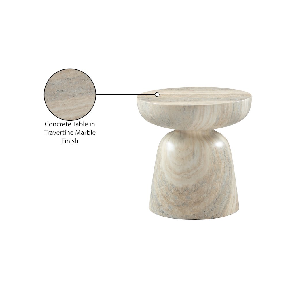 Avellino Travertine Travertine Finish Concrete End Table. Picture 6