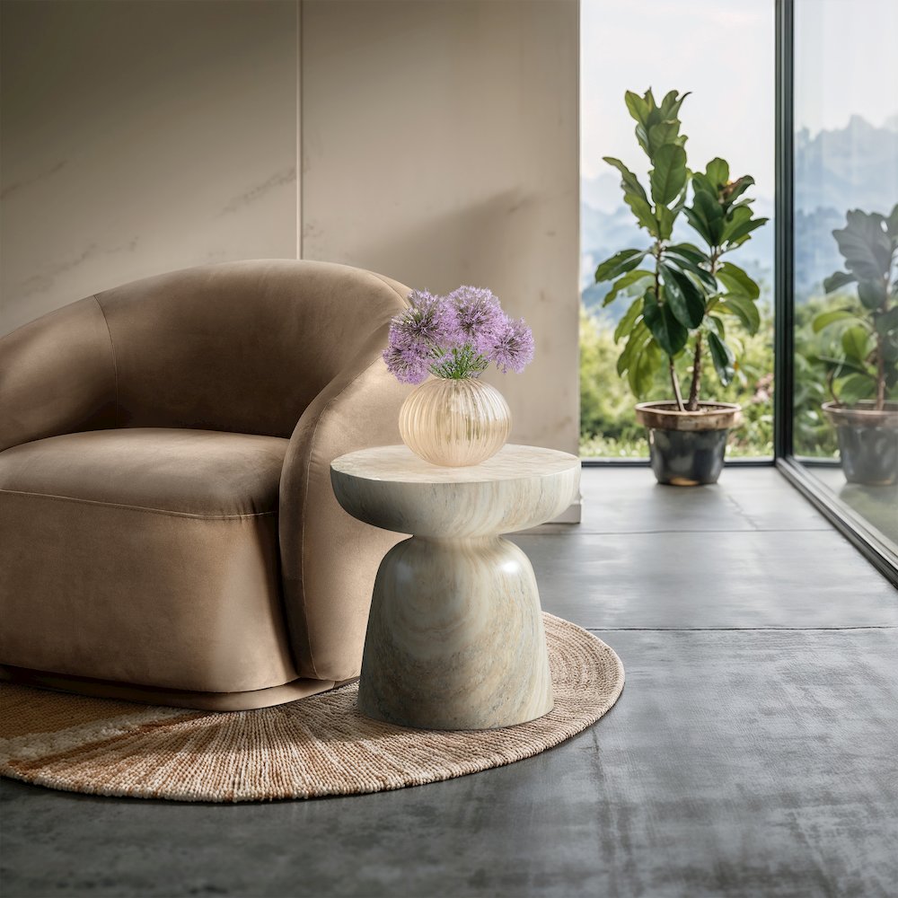 Avellino Travertine Travertine Finish Concrete End Table. Picture 2