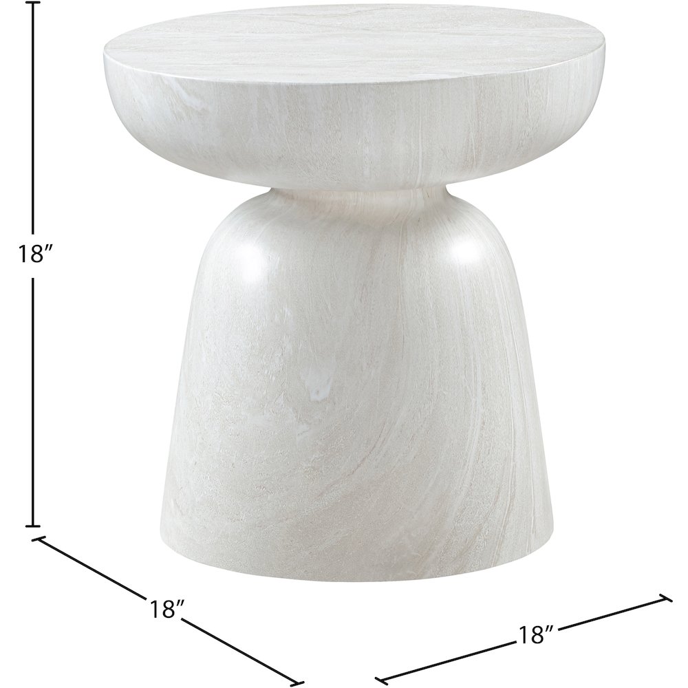 Avellino White Marble Finish Concrete End Table. Picture 5