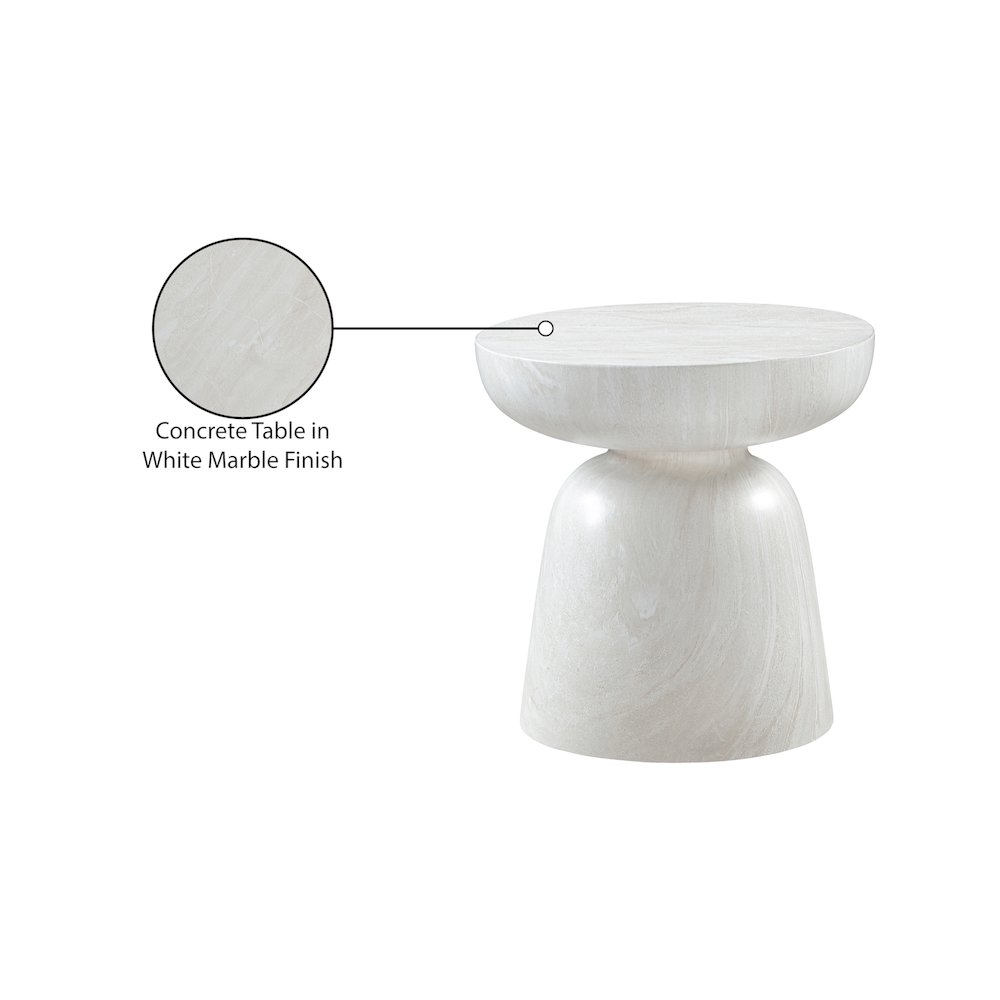 Avellino White Marble Finish Concrete End Table. Picture 6