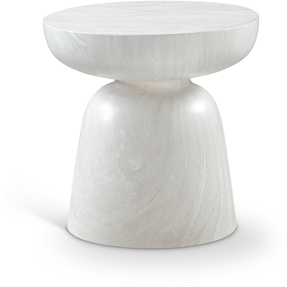Avellino White Marble Finish Concrete End Table. Picture 1