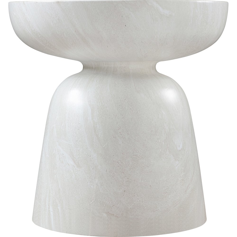 Avellino White Marble Finish Concrete End Table. Picture 3