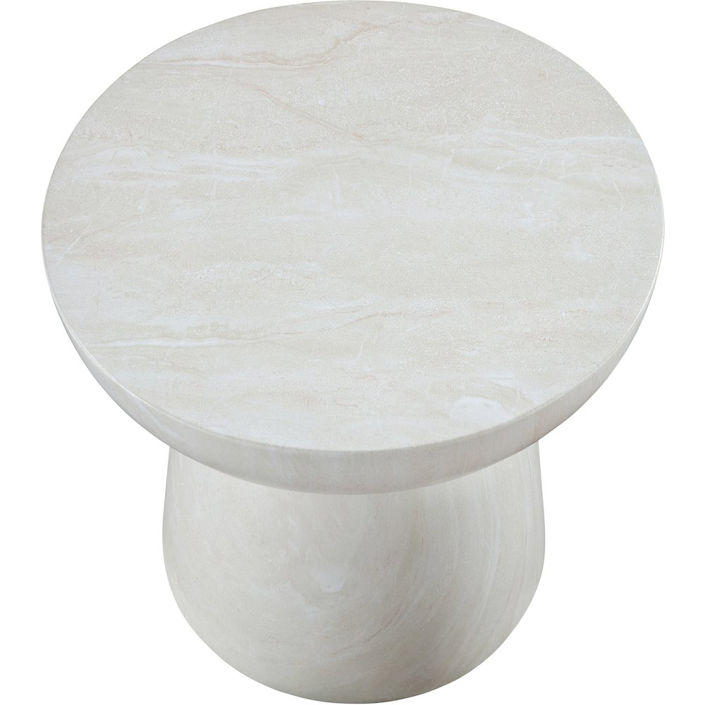 Avellino White Marble Finish Concrete End Table. Picture 4