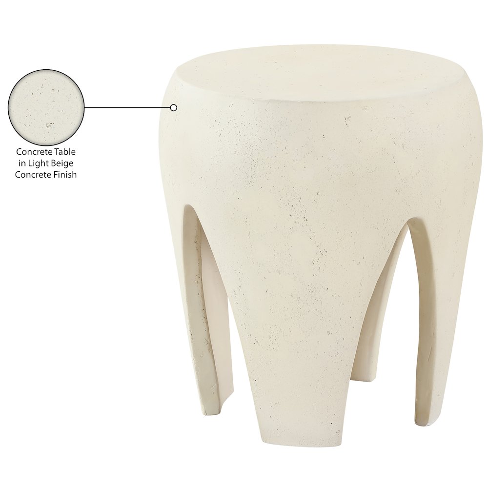 Moxie Cream Concrete And Fiberglass Indoor / Outdoor End Table. Picture 9