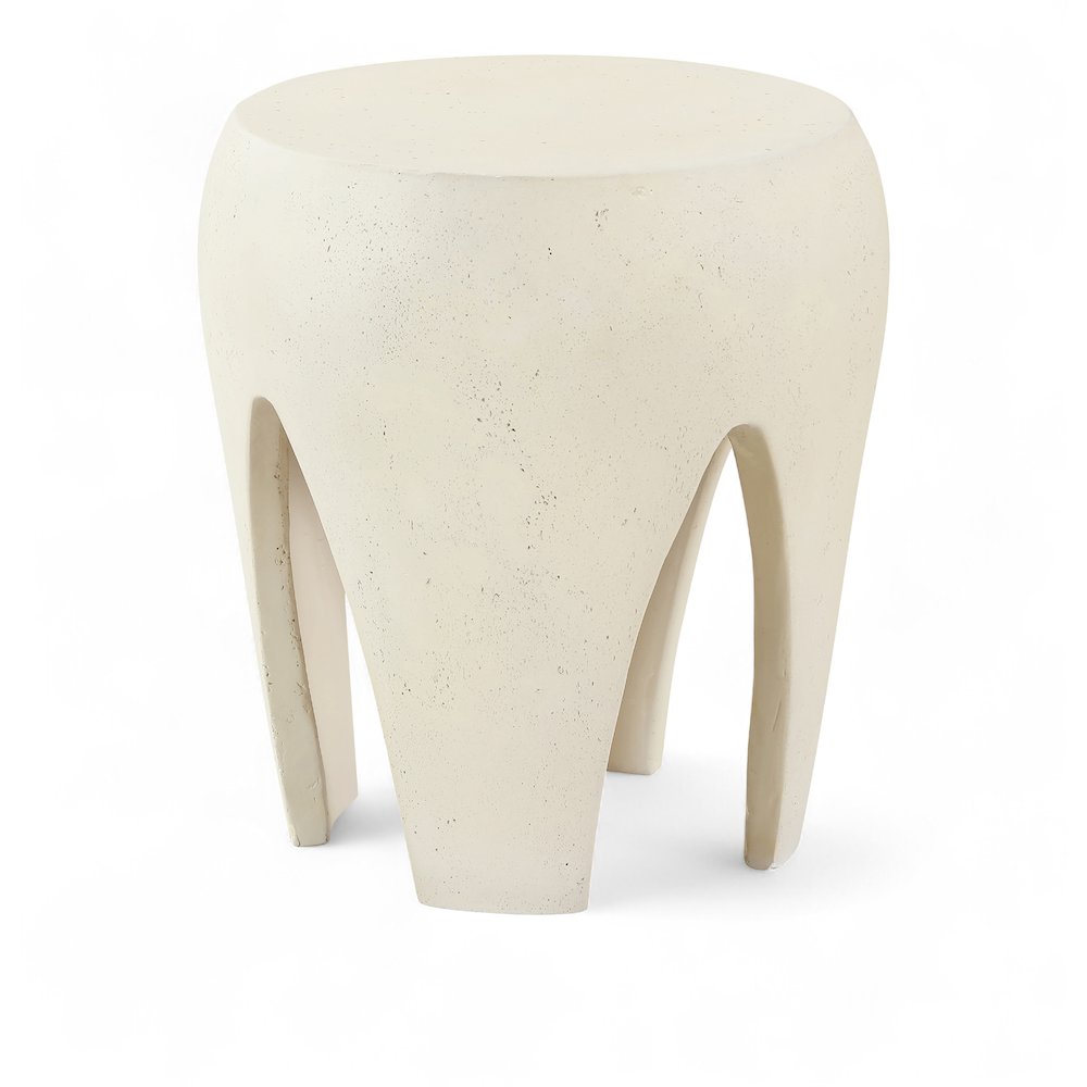 Moxie Cream Concrete And Fiberglass Indoor / Outdoor End Table. Picture 1