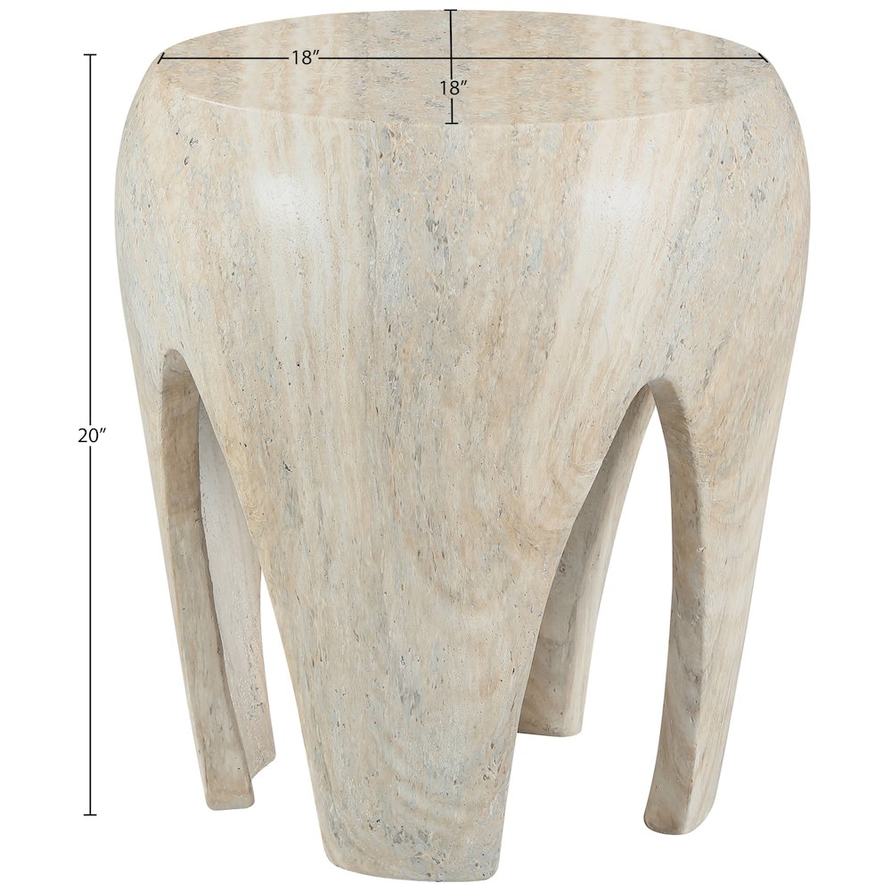 Moxie Travertine Concrete And Fiberglass Indoor / Outdoor End Table. Picture 8