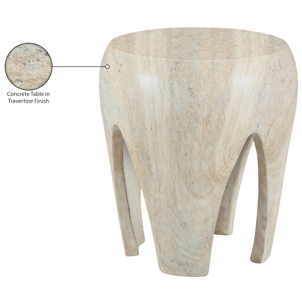 Moxie Travertine Concrete And Fiberglass Indoor / Outdoor End Table. Picture 9