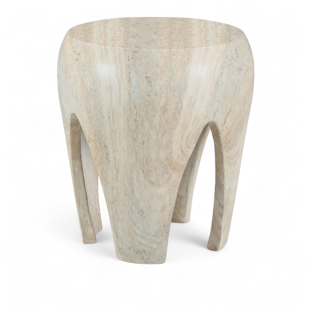 Moxie Travertine Concrete And Fiberglass Indoor / Outdoor End Table. Picture 1
