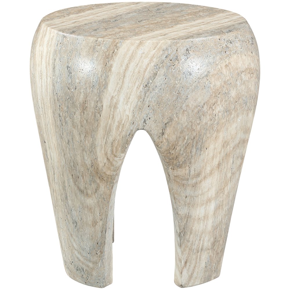 Moxie Travertine Concrete And Fiberglass Indoor / Outdoor End Table. Picture 4