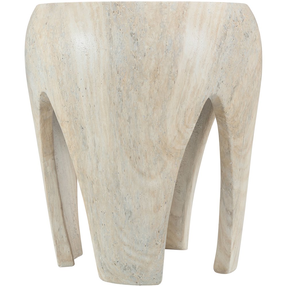 Moxie Travertine Concrete And Fiberglass Indoor / Outdoor End Table. Picture 5