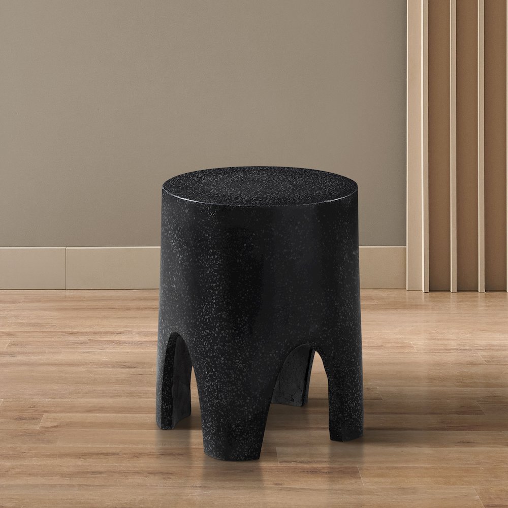 Foligno Black Marble Finish Concrete End Table. Picture 2