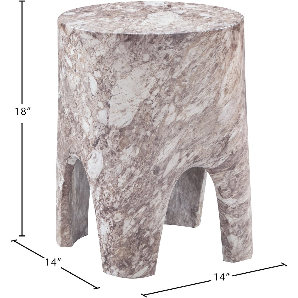 Foligno Brown Marble Finish Concrete End Table. Picture 6