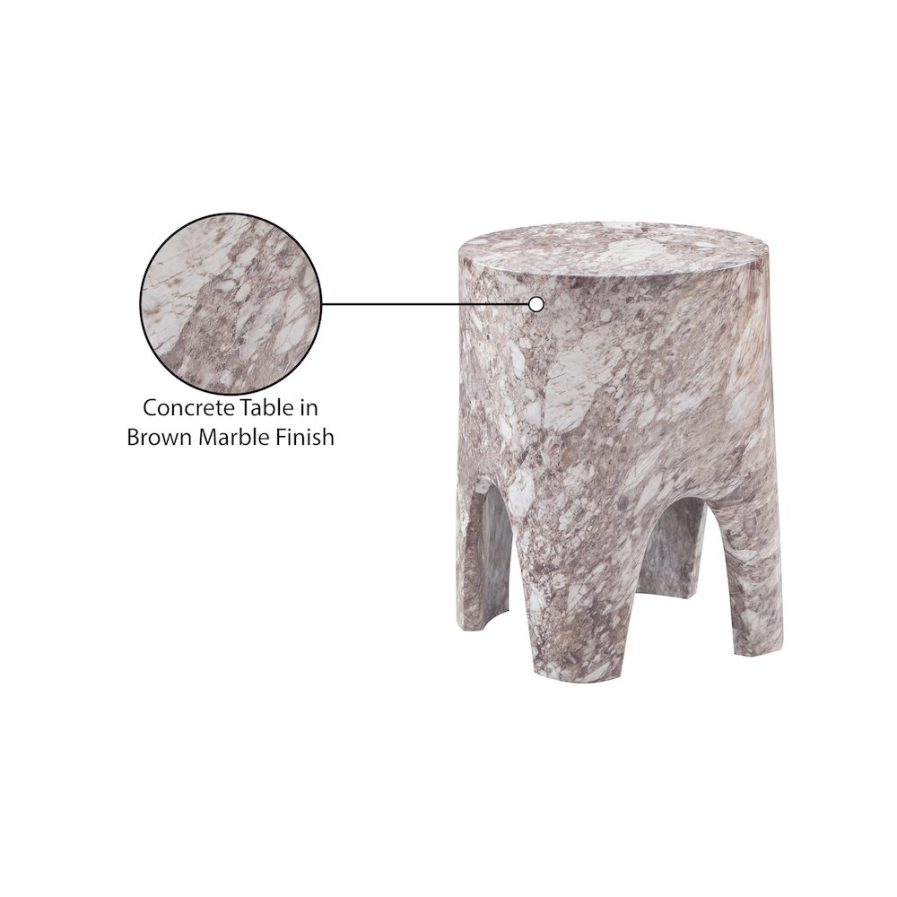 Foligno Brown Marble Finish Concrete End Table. Picture 7