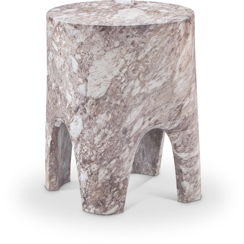 Foligno Brown Marble Finish Concrete End Table. Picture 1