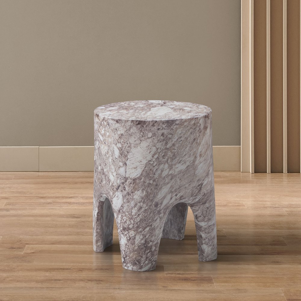 Foligno Brown Marble Finish Concrete End Table. Picture 2