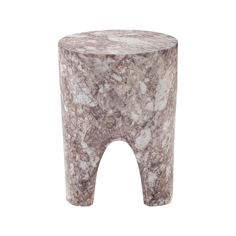 Foligno Brown Marble Finish Concrete End Table. Picture 4