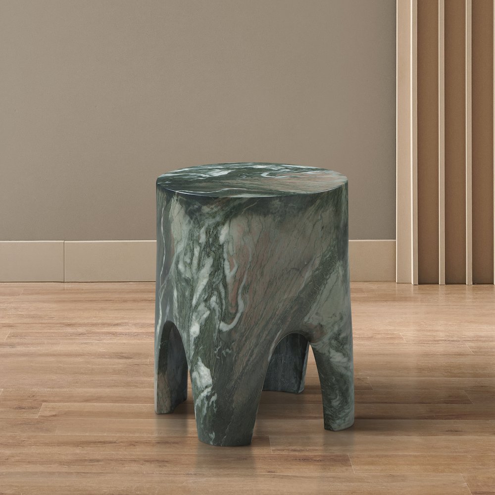 Foligno Green Marble Finish Concrete End Table. Picture 2