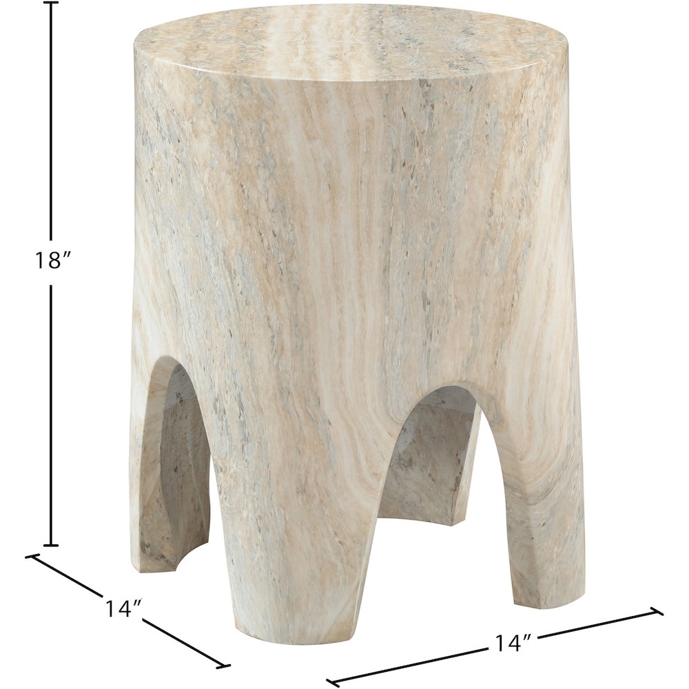 Foligno Travertine Travertine Finish Concrete End Table. Picture 6