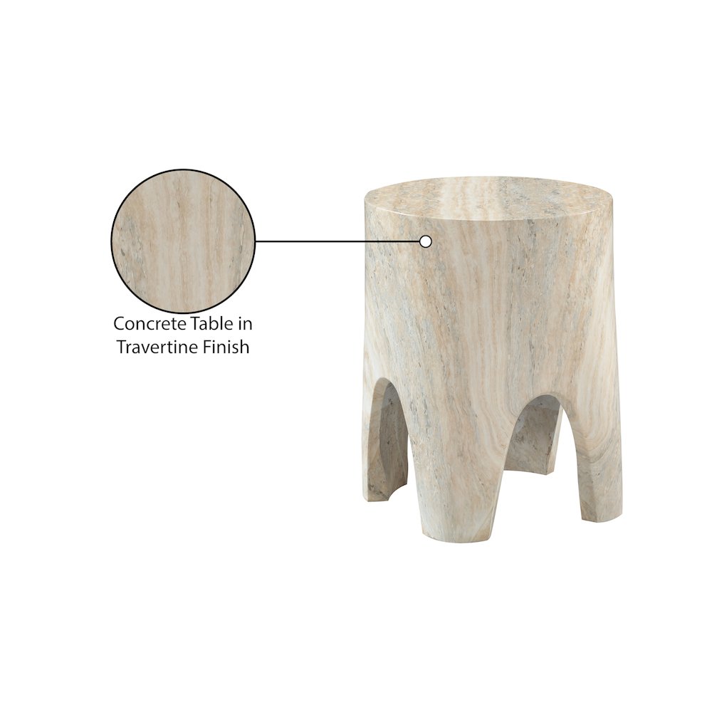 Foligno Travertine Travertine Finish Concrete End Table. Picture 7