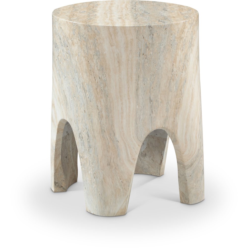 Foligno Travertine Travertine Finish Concrete End Table. Picture 1