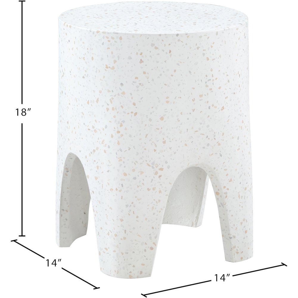 Foligno White Marble Finish Concrete End Table. Picture 6
