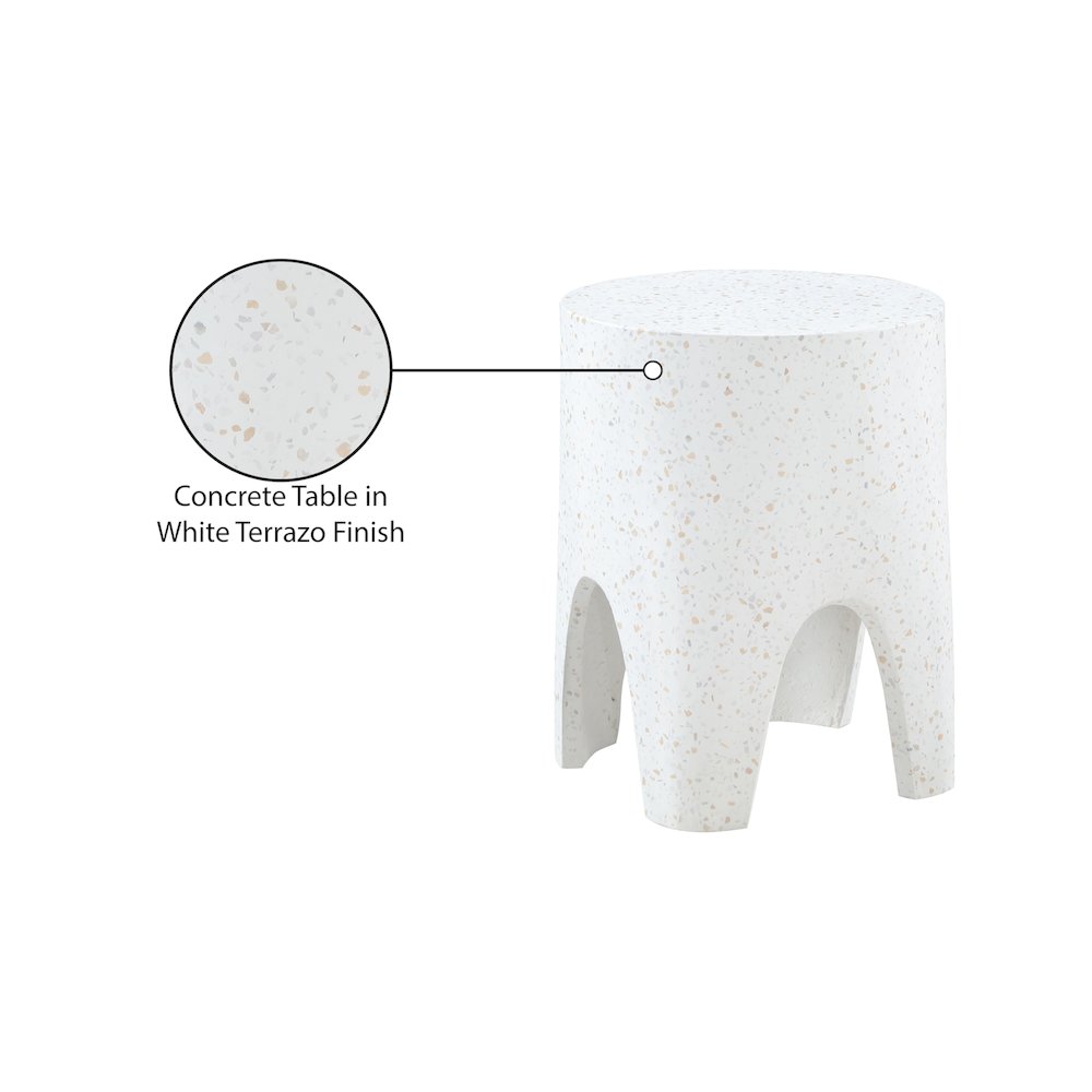 Foligno White Marble Finish Concrete End Table. Picture 7
