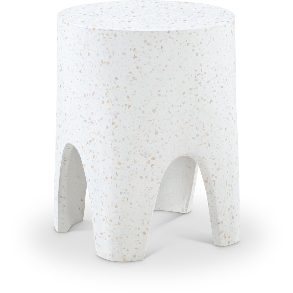 Foligno White Marble Finish Concrete End Table. Picture 1