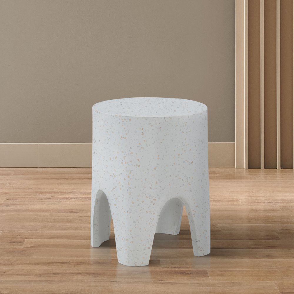 Foligno White Marble Finish Concrete End Table. Picture 2
