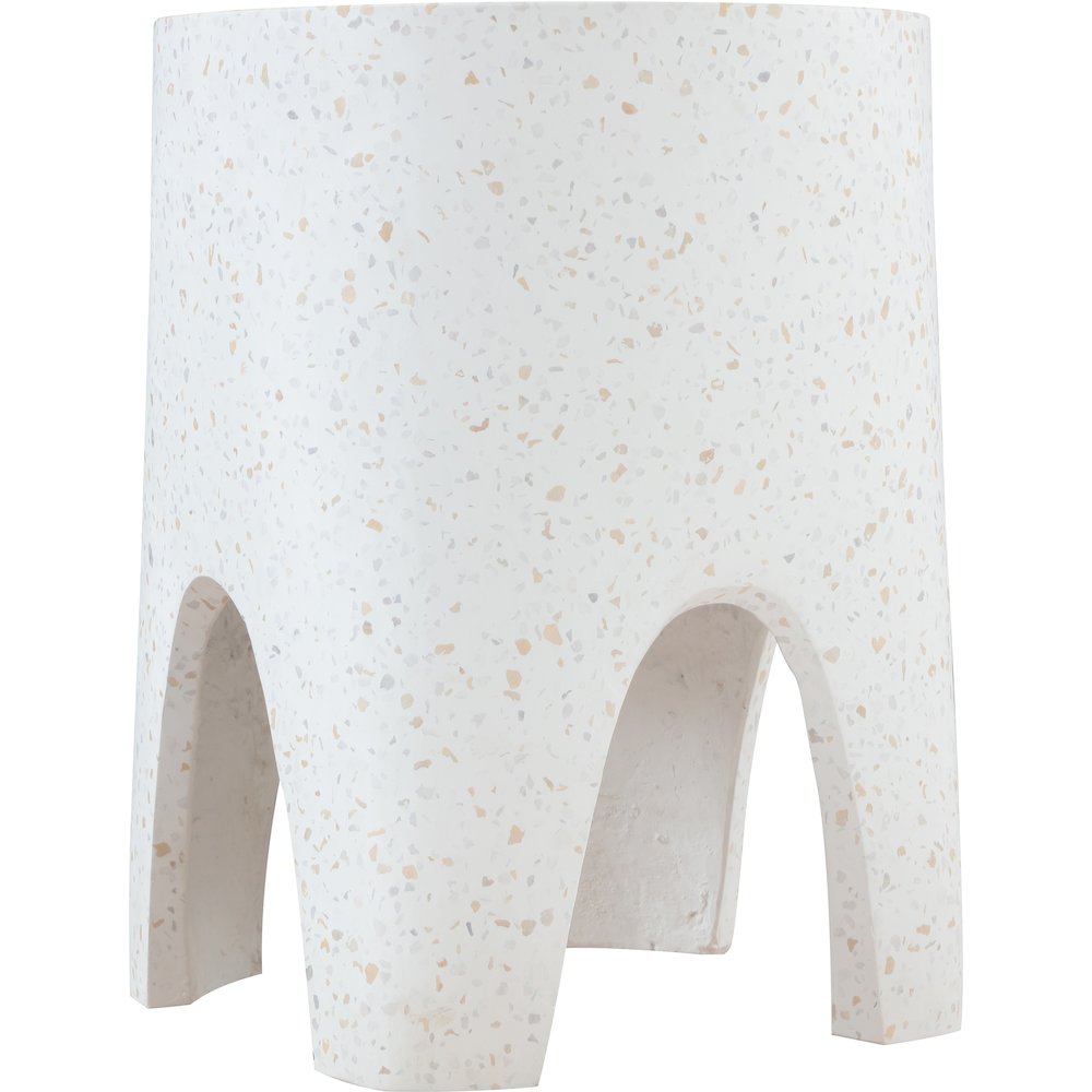 Foligno White Marble Finish Concrete End Table. Picture 3
