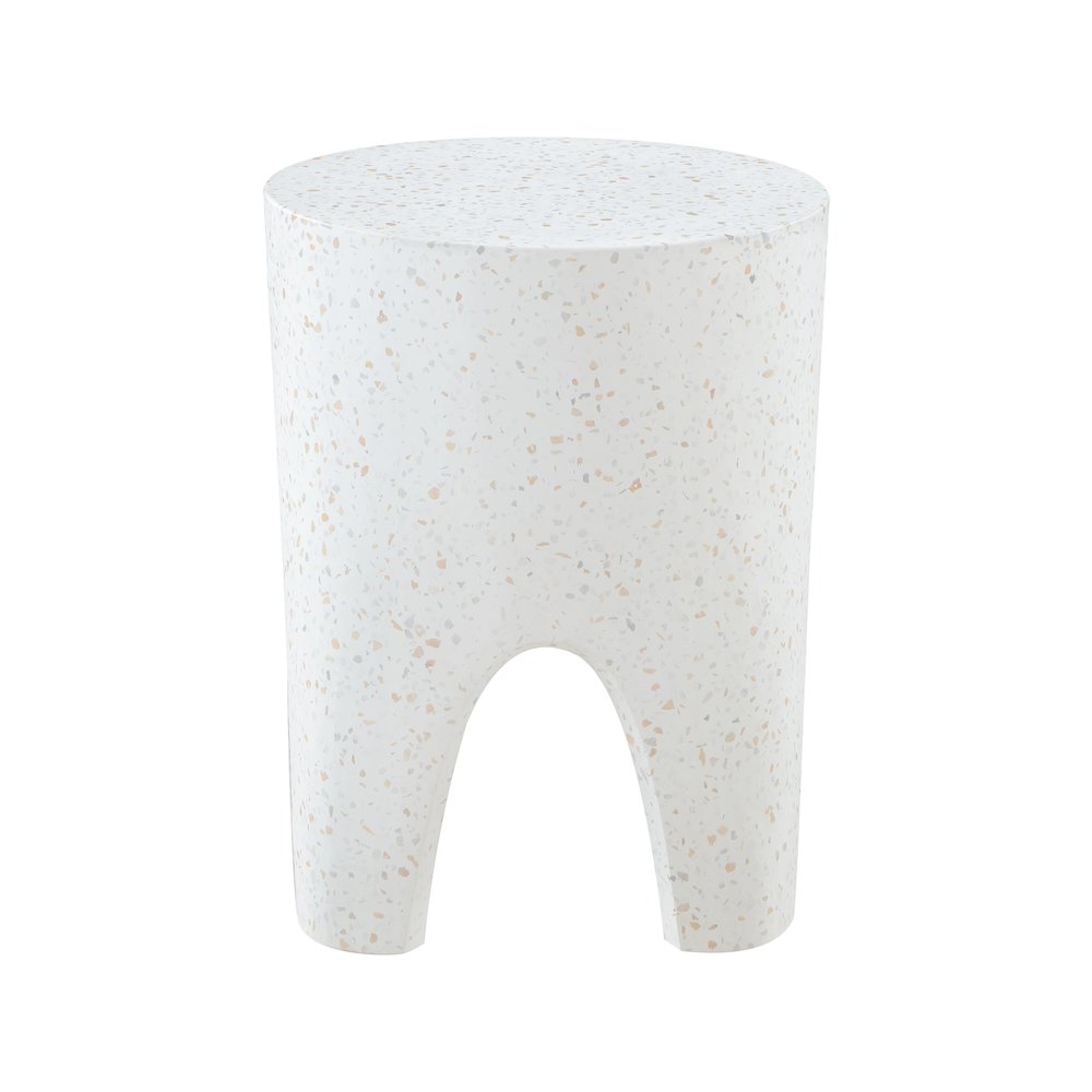 Foligno White Marble Finish Concrete End Table. Picture 4