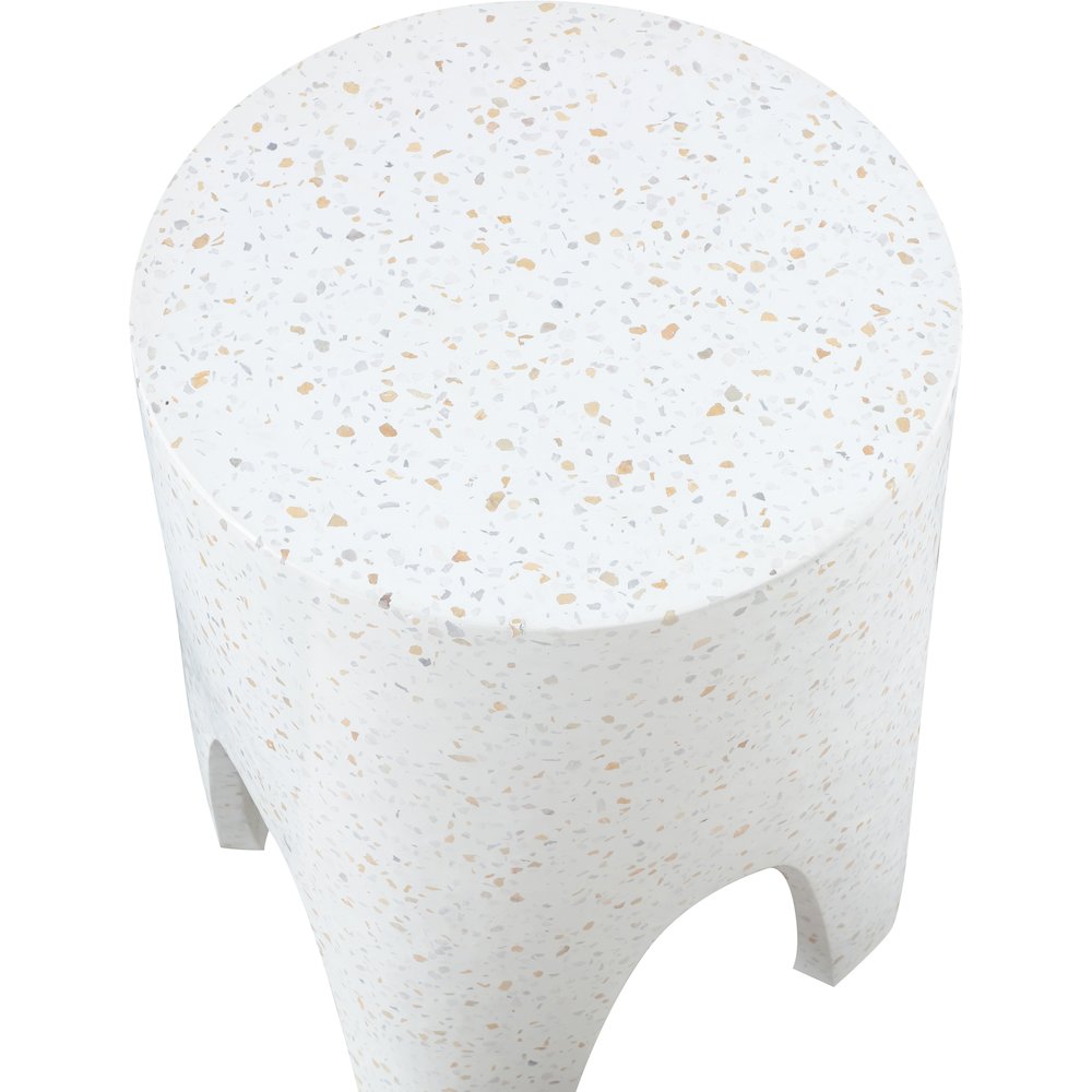 Foligno White Marble Finish Concrete End Table. Picture 5