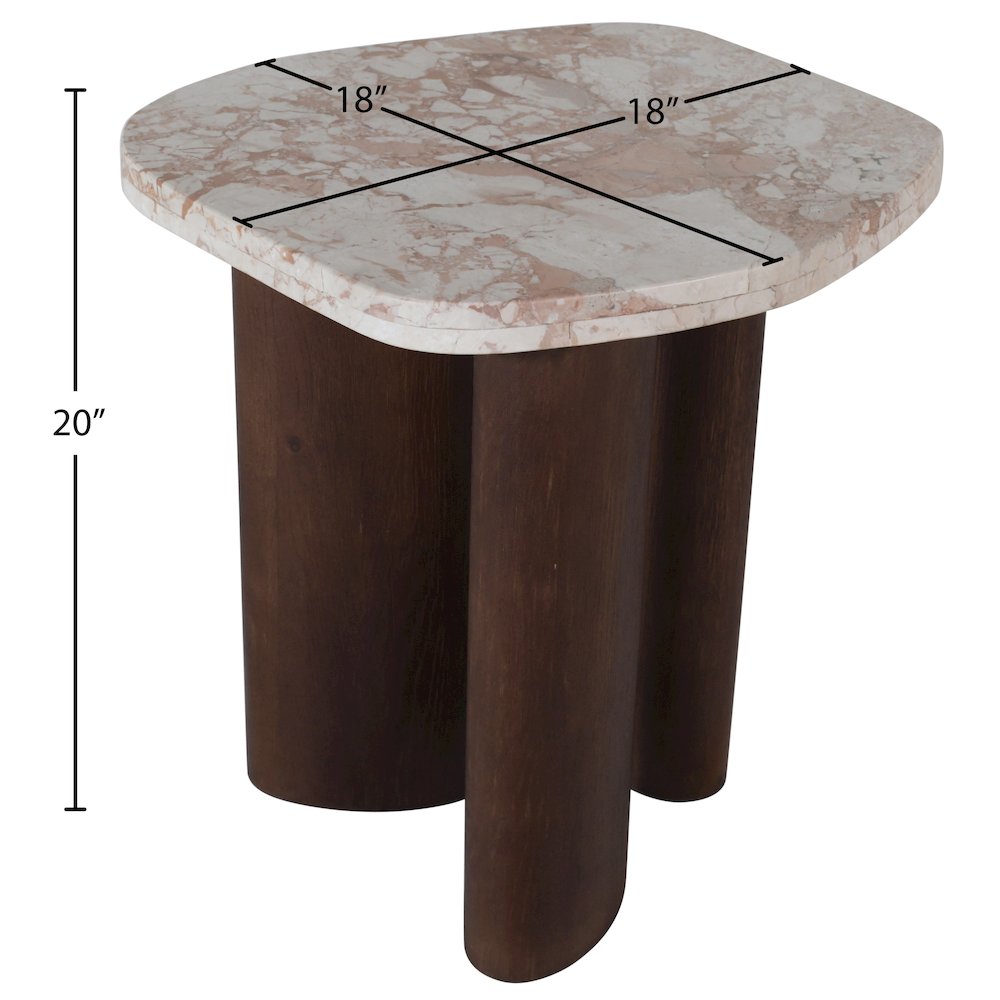 Puglia Cream Marble Top And Oak Wood Base End Table. Picture 4