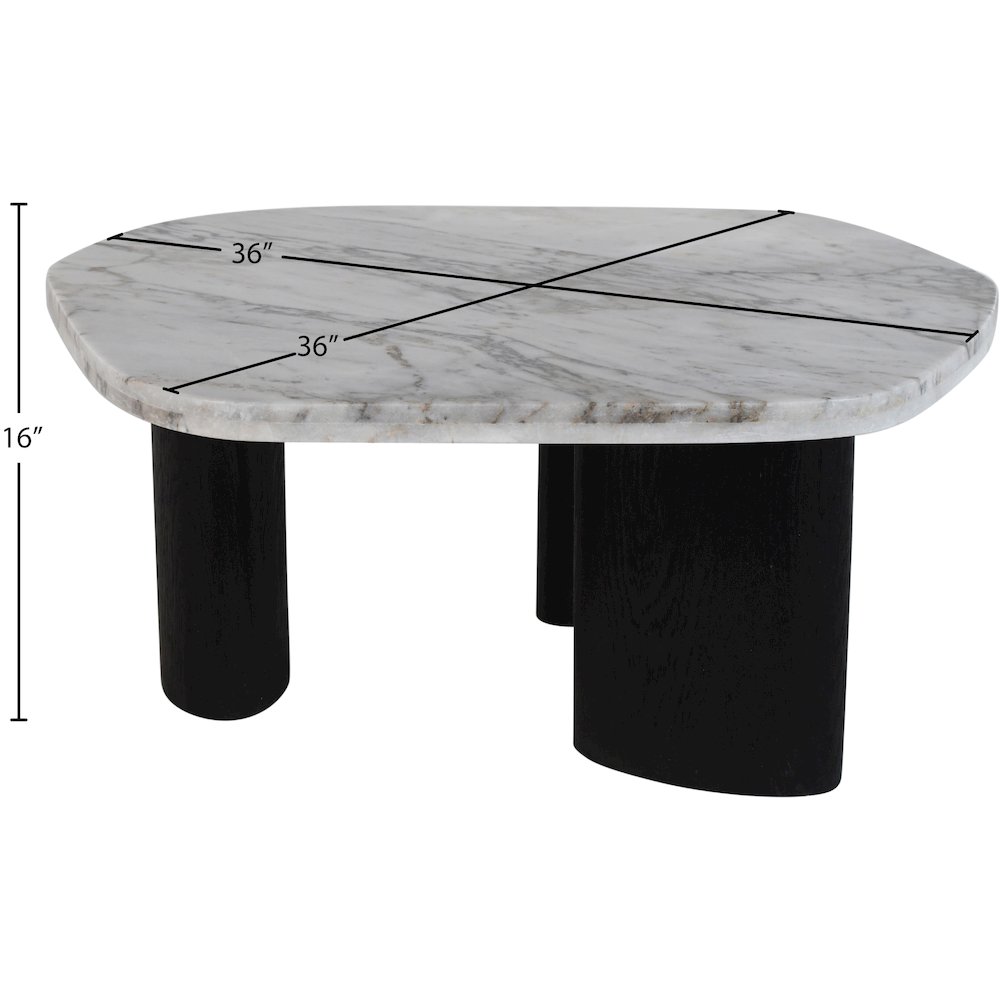 Puglia White Marble Top And Oak Wood Base Coffee Table. Picture 5