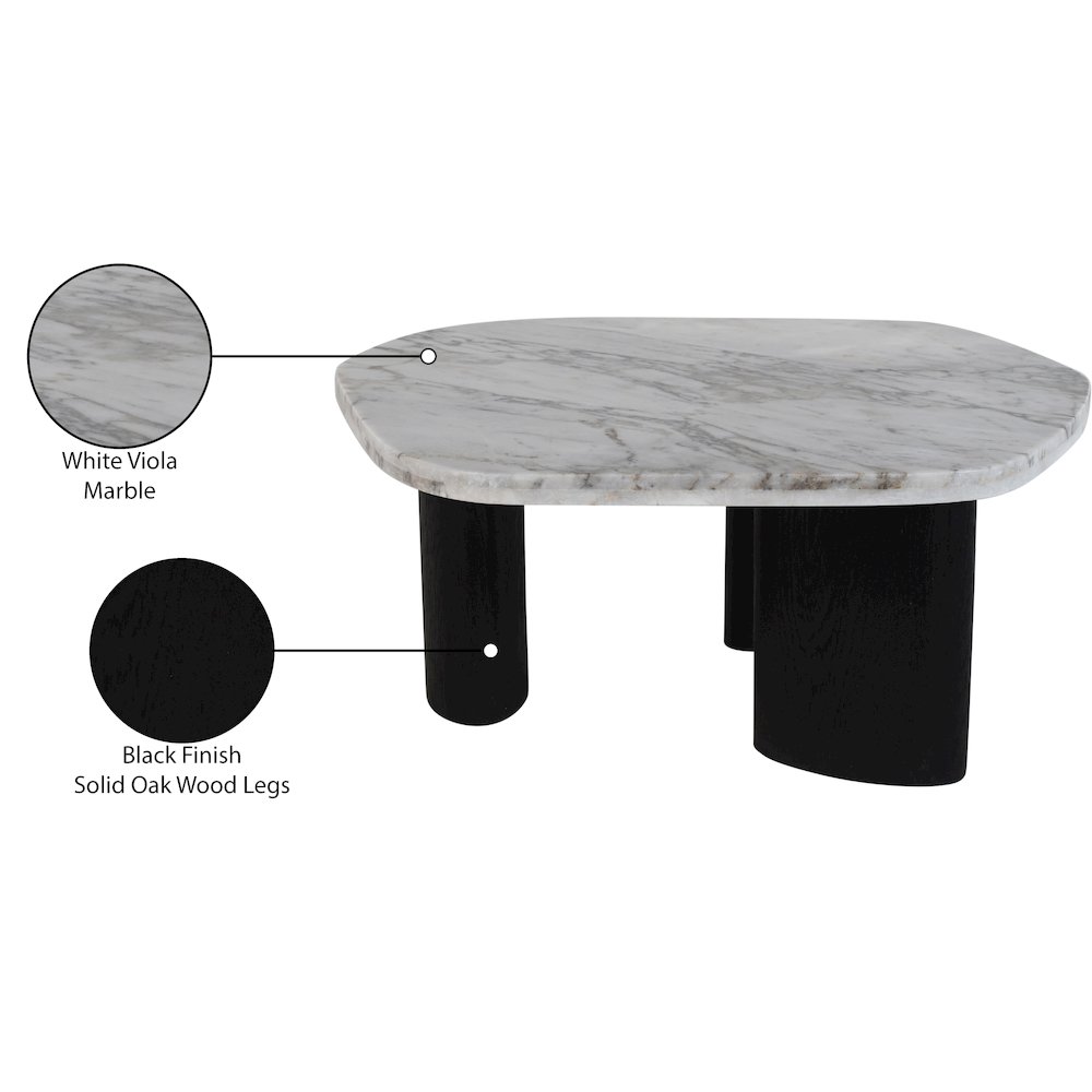 Puglia White Marble Top And Oak Wood Base Coffee Table. Picture 3