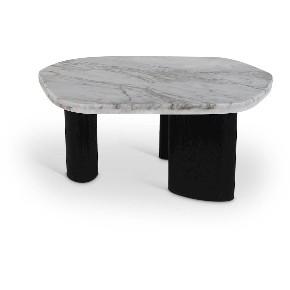 Puglia White Marble Top And Oak Wood Base Coffee Table. Picture 1