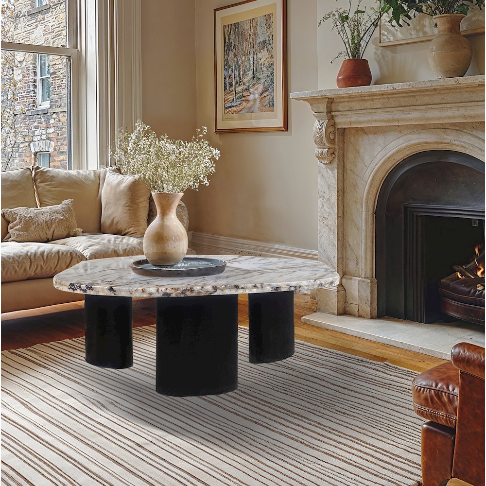 Puglia White Marble Top And Oak Wood Base Coffee Table. Picture 4