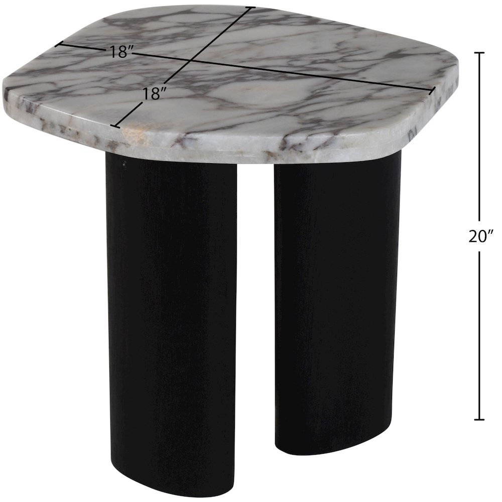 Puglia White Marble Top And Oak Wood Base End Table. Picture 5