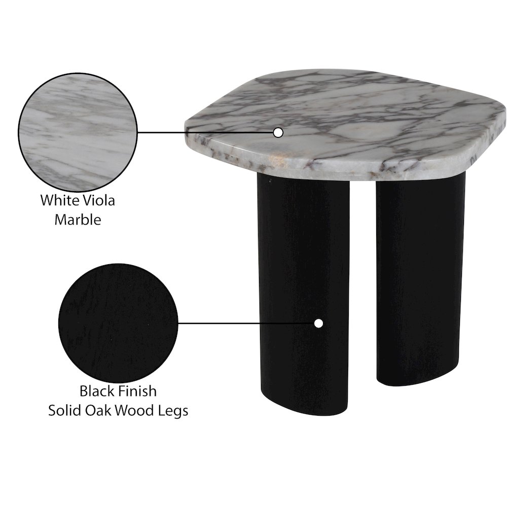 Puglia White Marble Top And Oak Wood Base End Table. Picture 6