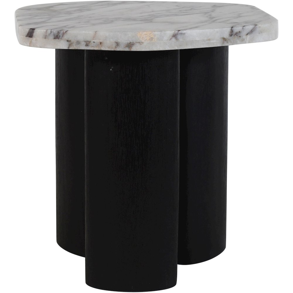 Puglia White Marble Top And Oak Wood Base End Table. Picture 2
