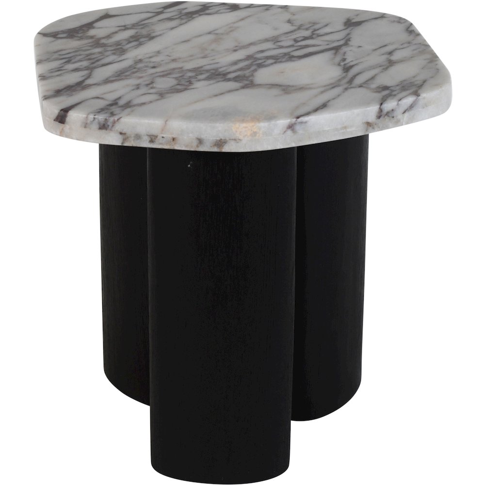 Puglia White Marble Top And Oak Wood Base End Table. Picture 3