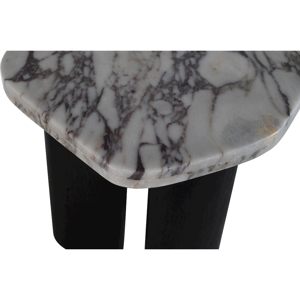 Puglia White Marble Top And Oak Wood Base End Table. Picture 4