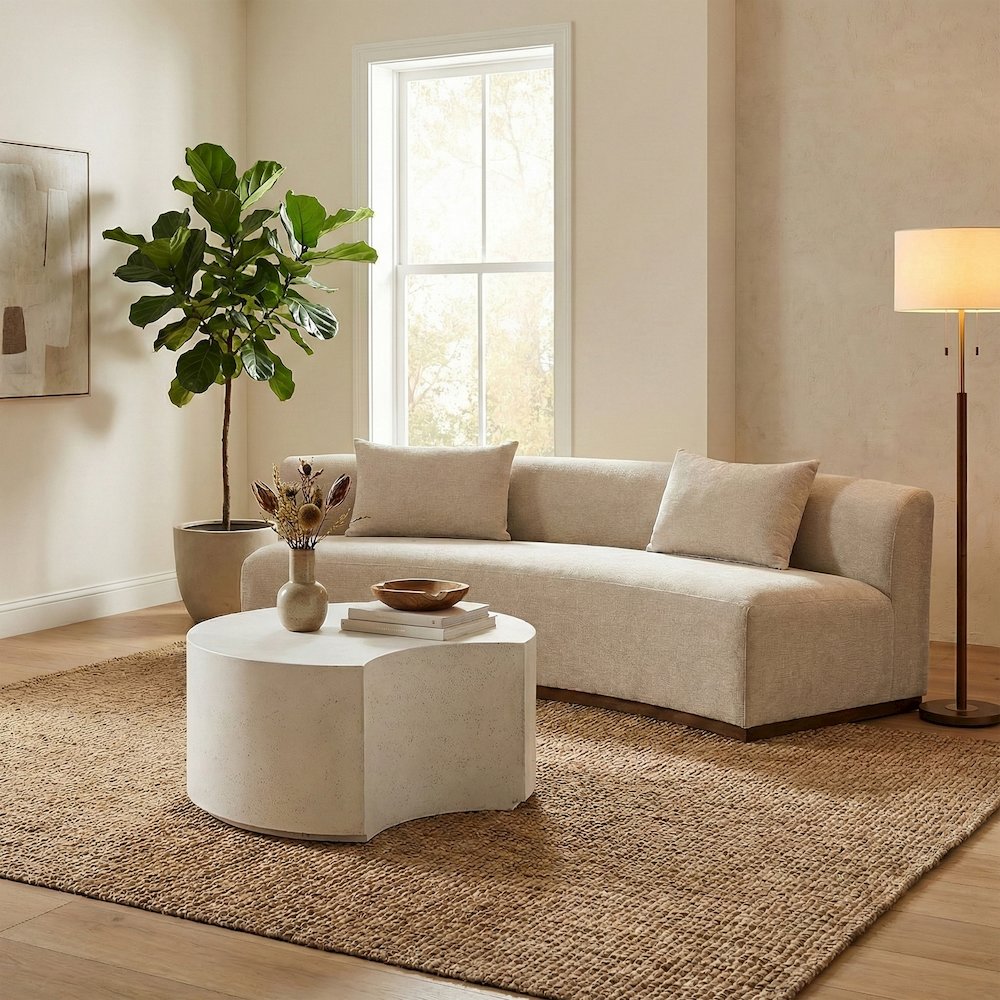 Imperia White Concrete Indoor/Outdoor Coffee Table. Picture 2