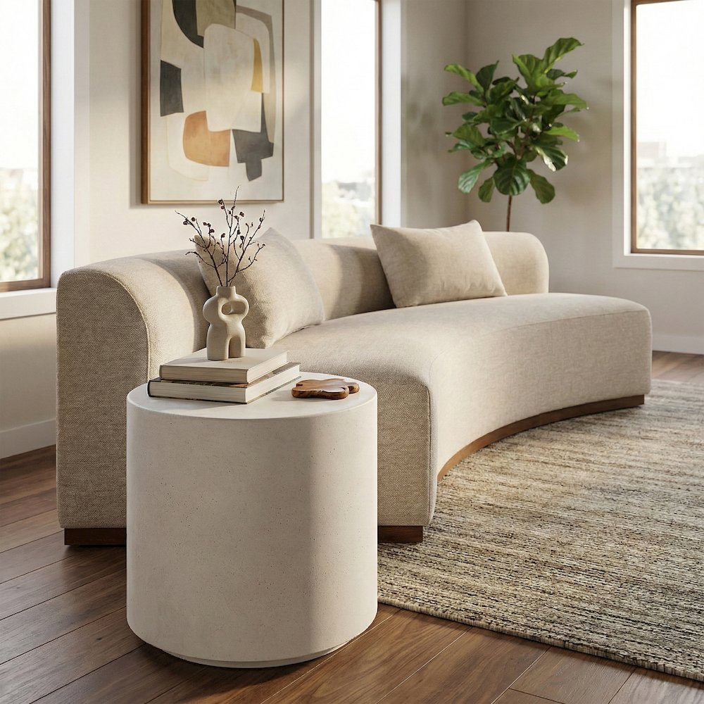 Imperia White Concrete Indoor/Outdoor End Table. Picture 2