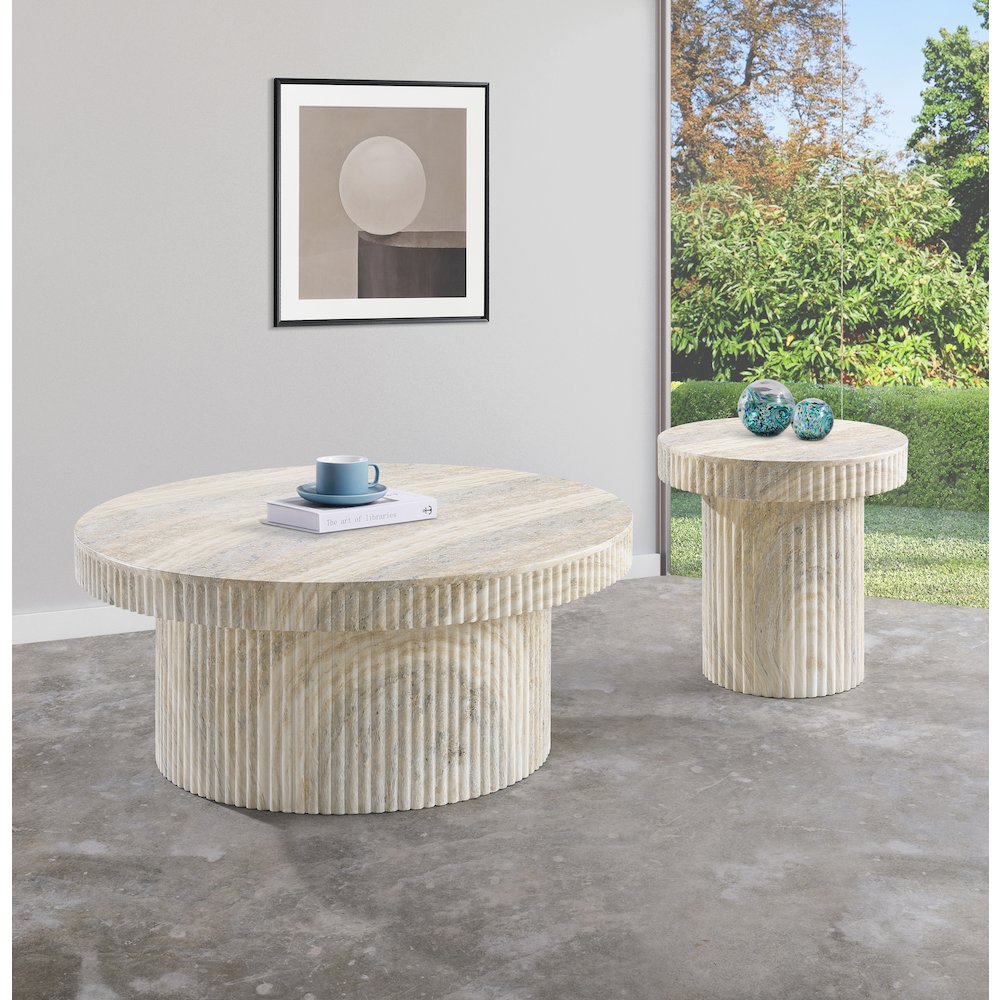 Legatto Travertine Travertine Finish Concrete Coffee Table. Picture 6