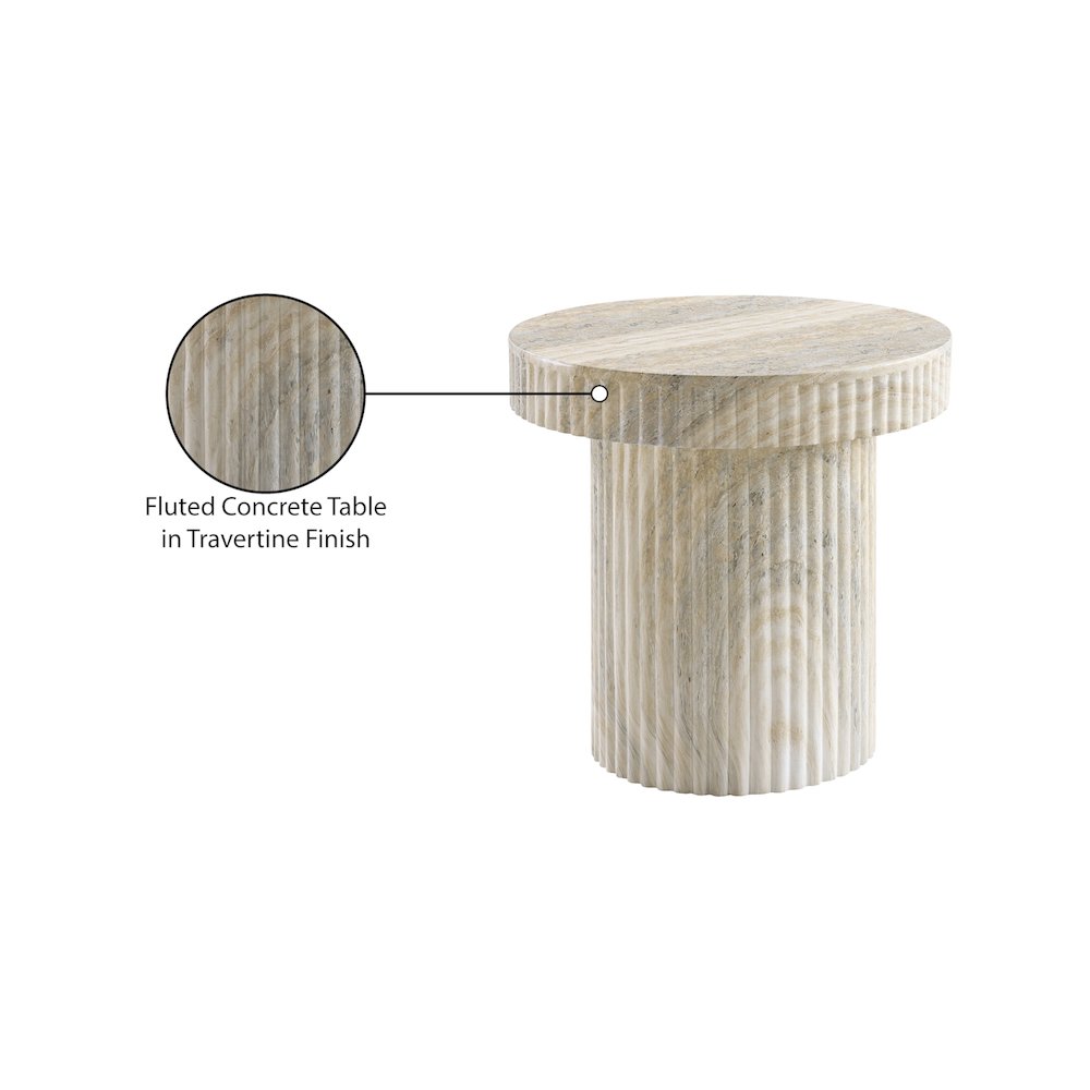 Legatto Travertine Travertine Finish Concrete End Table. Picture 8
