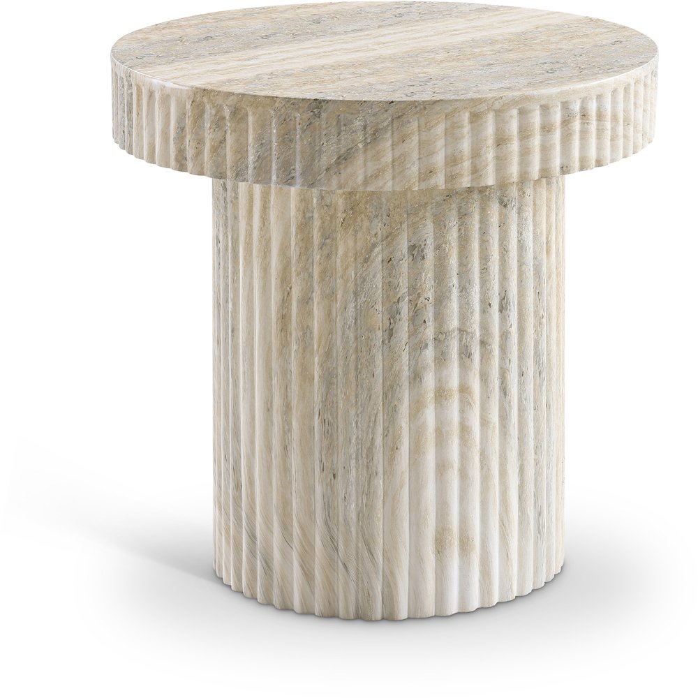 Legatto Travertine Travertine Finish Concrete End Table. Picture 1