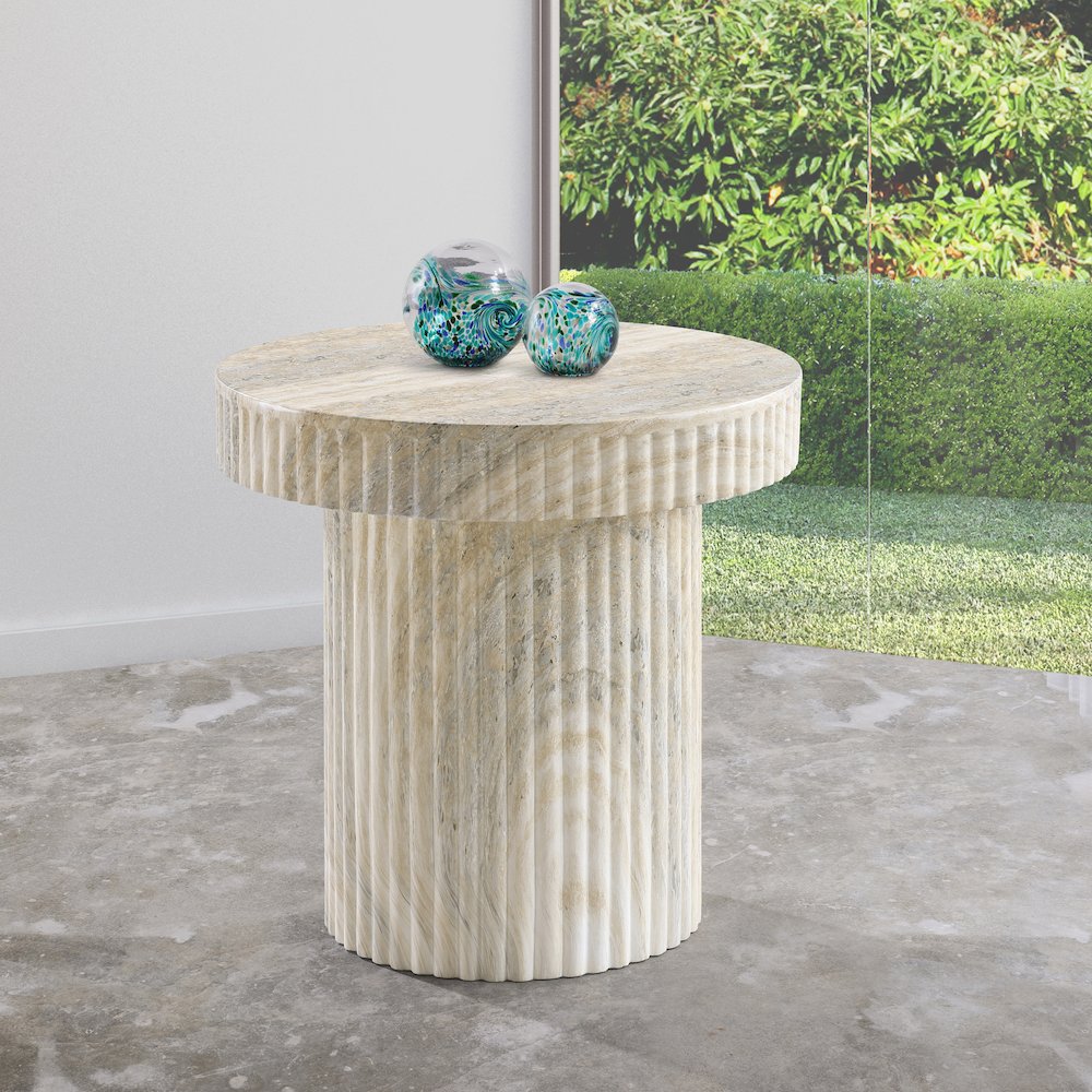 Legatto Travertine Travertine Finish Concrete End Table. Picture 2